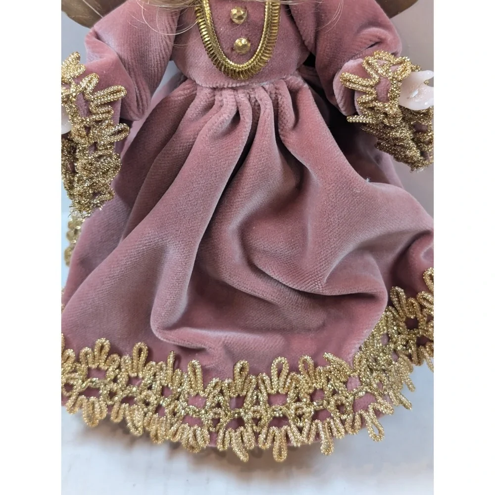 Vintage DROZD Handarbeit Angel Doll West Germany Pink Gold NIB